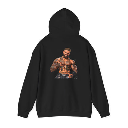 Spread Cheeks Not Hate — Tattooed Biker — Back-Print Graphic Hoodie