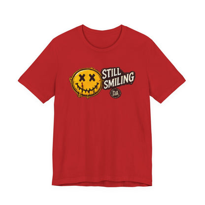 Still Smiling Tee — Grunge Smiley Graphic Tee