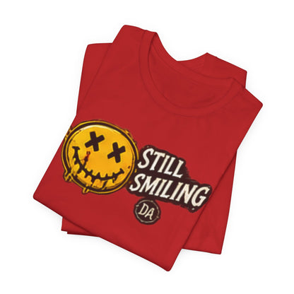 Still Smiling Tee — Grunge Smiley Graphic Tee