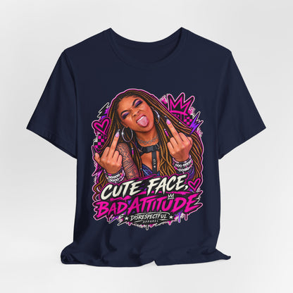 Cute Face, Bad Attitude — Neon Punk Graphic Tee