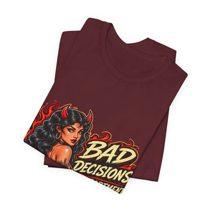 Bad Decisions Department Tee — Retro Devil Pinup Graphic Tee