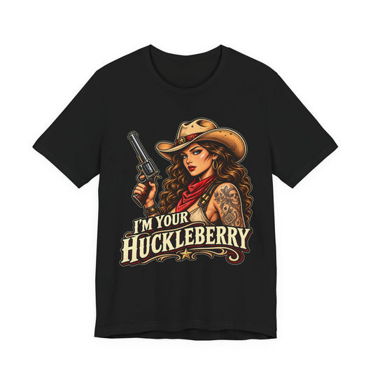 Cowgirl Graphic Tee - "I'm Your Huckleberry" Retro Western Tee