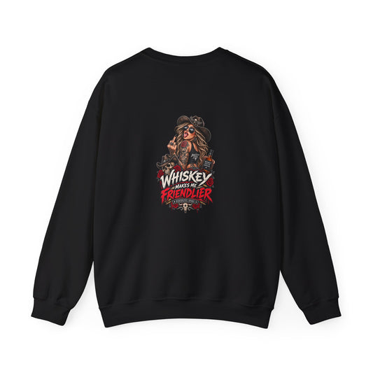 Whiskey Makes Me Friendlier — Back-Print Graphic Crewneck