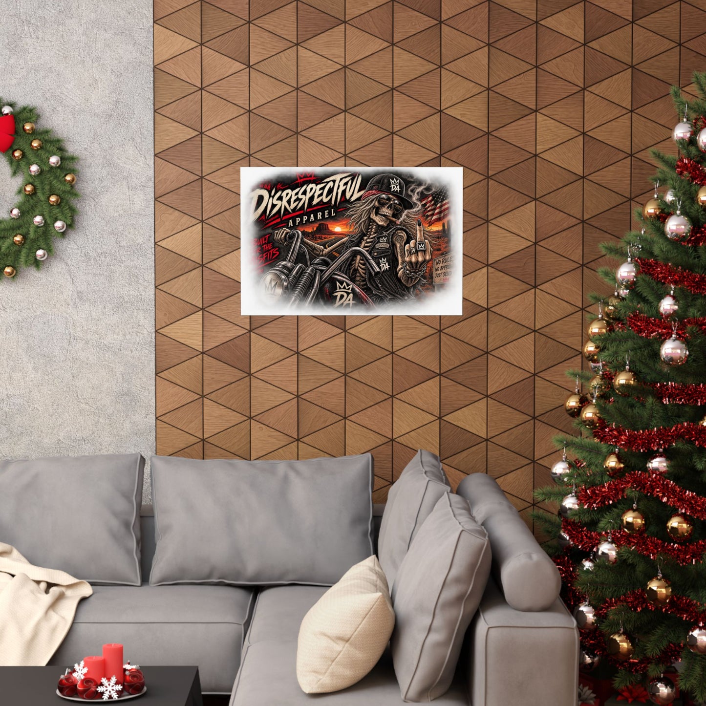 Disrespectful Biker Skull — Horizontal Matte Poster