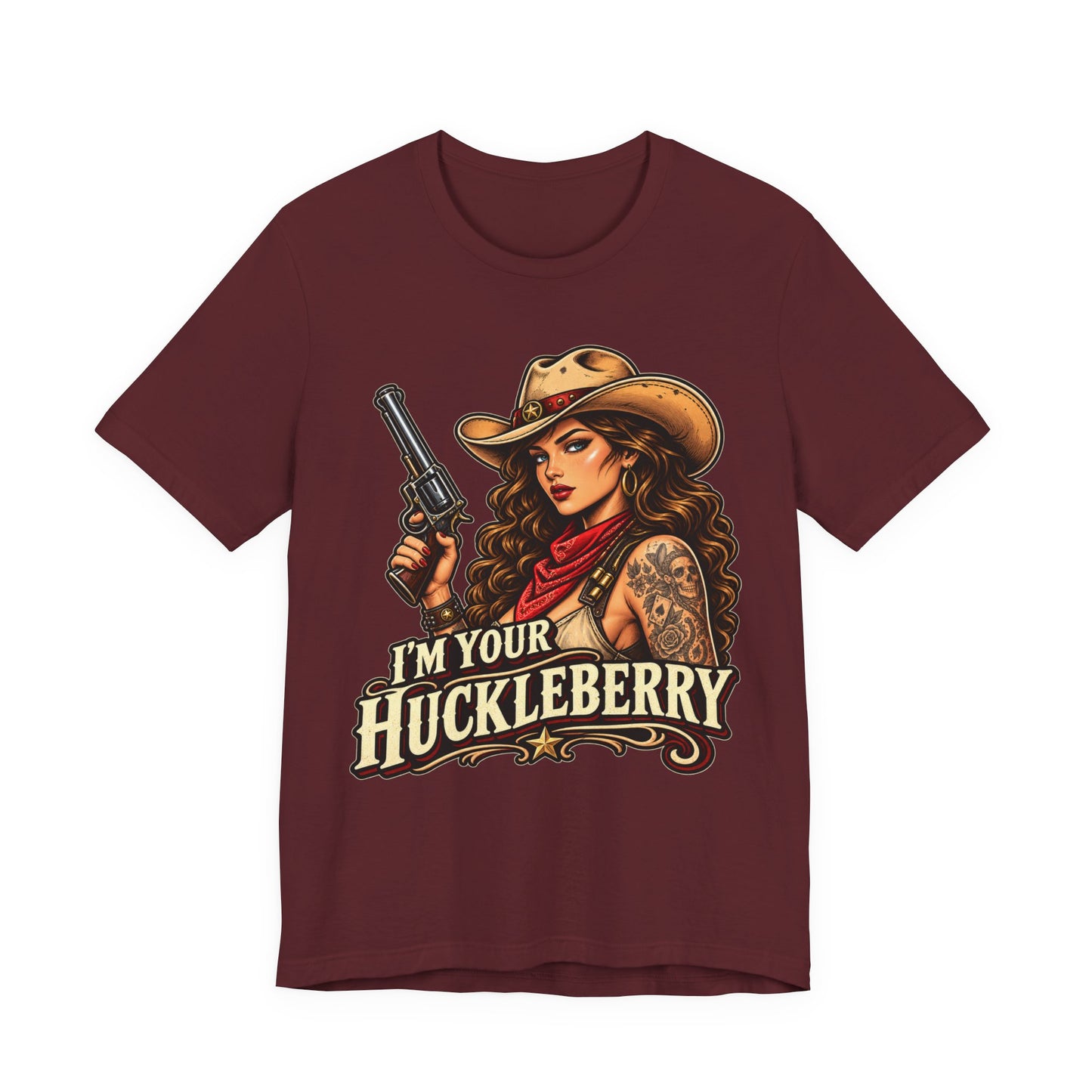 Cowgirl Graphic Tee - "I'm Your Huckleberry" Retro Western Tee