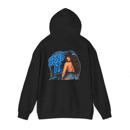 Send It — Pin-Up Racer — Back-Print Graphic Hoodie