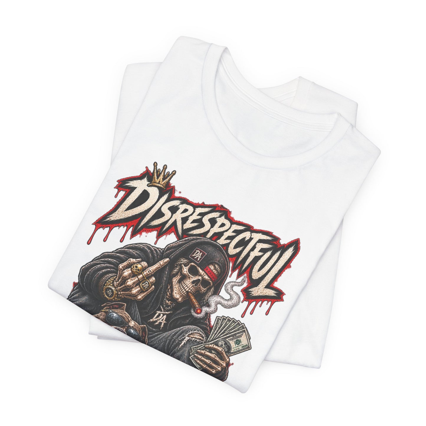 Disrespectful Skull & Rottweiler Graphic Tee — Edgy Streetwear Shirt