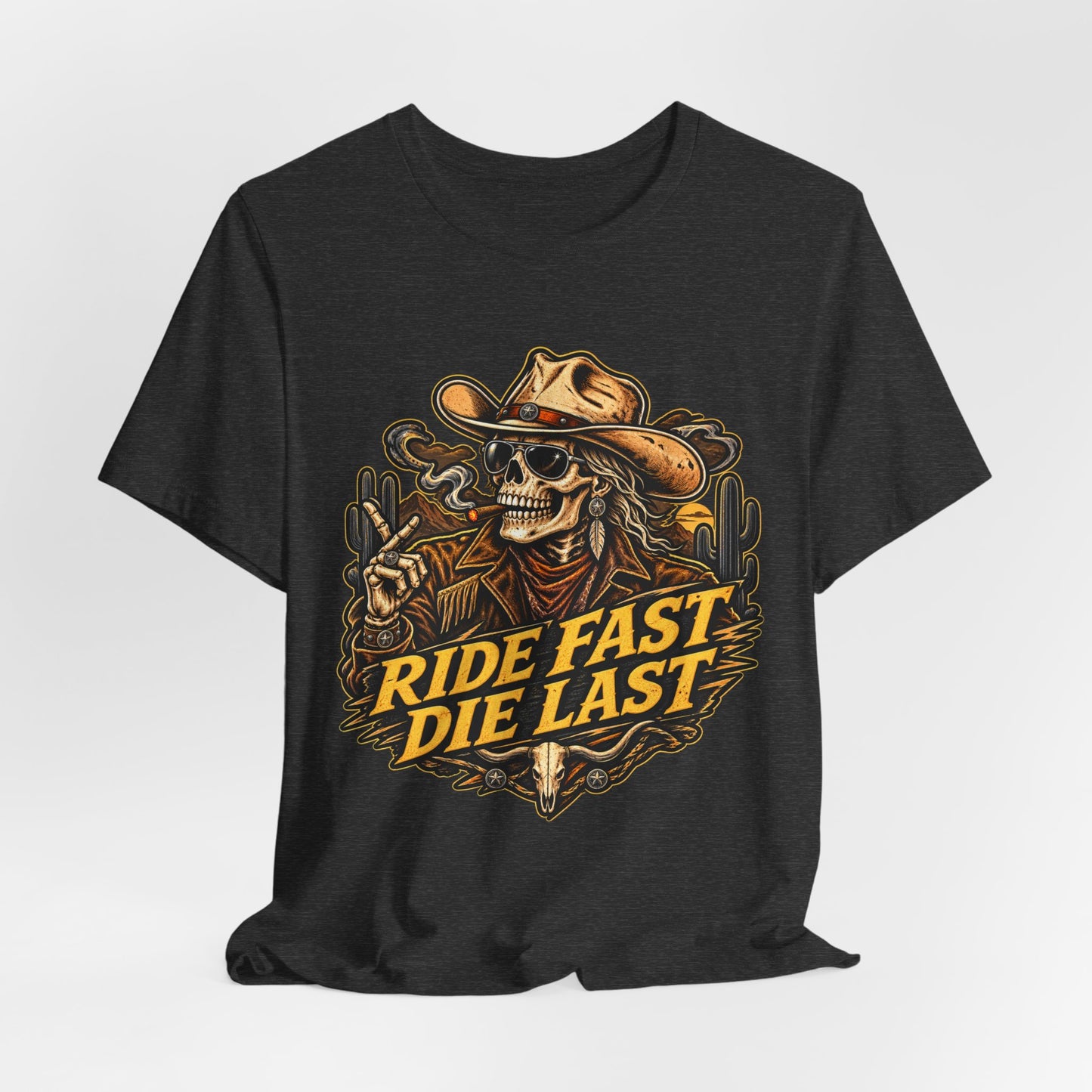 Ride Fast Die Last Motorcycle Tee - Skull Biker Graphic Tee