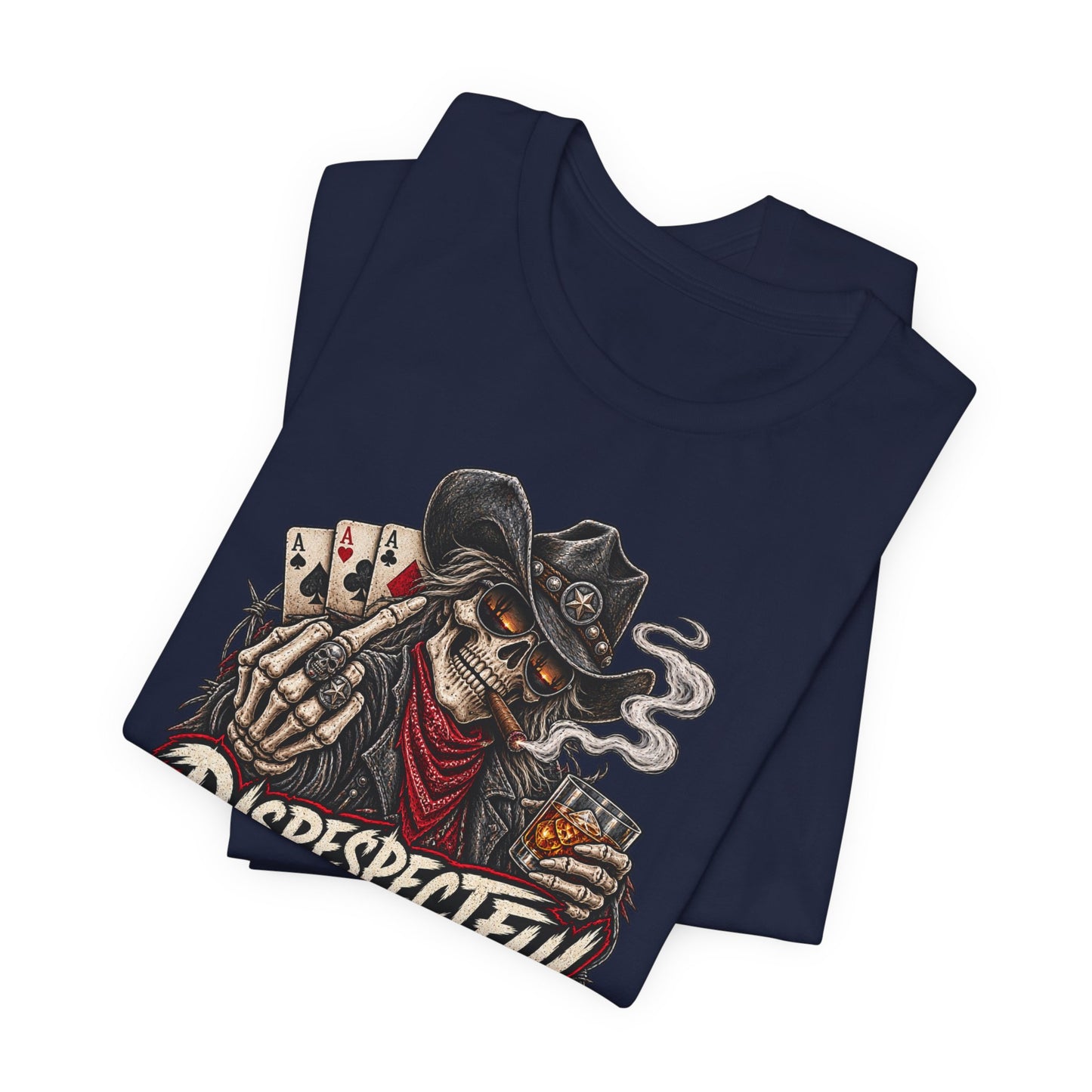 Disrespectful Skull Cowboy Tee — "Trouble Looks Good on You" Graphic T-Shirt
