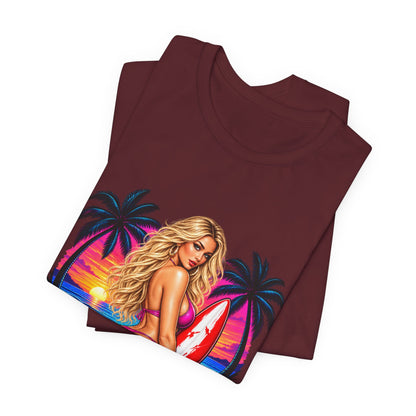 Beach Babe Graphic Tee — "Disrespectful Apparel" Retro Surf Pinup T-Shirt