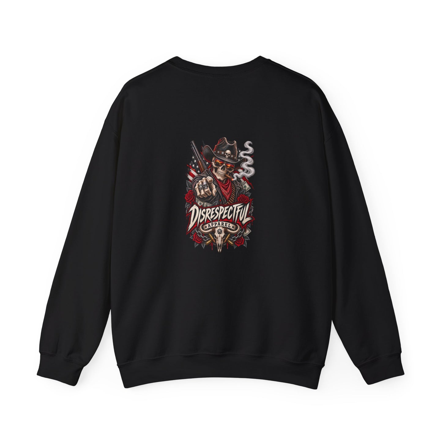 Biker Skull Cowboy — Back-Print Graphic Crewneck