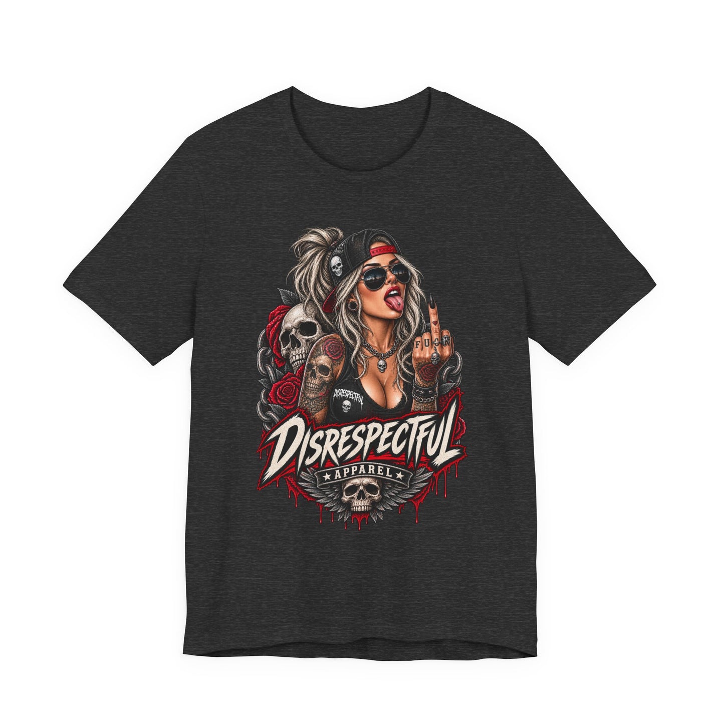 Defiant Pin-Up Skull — Disrespectful Graphic Tee
