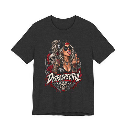 Defiant Pin-Up Skull — Disrespectful Graphic Tee