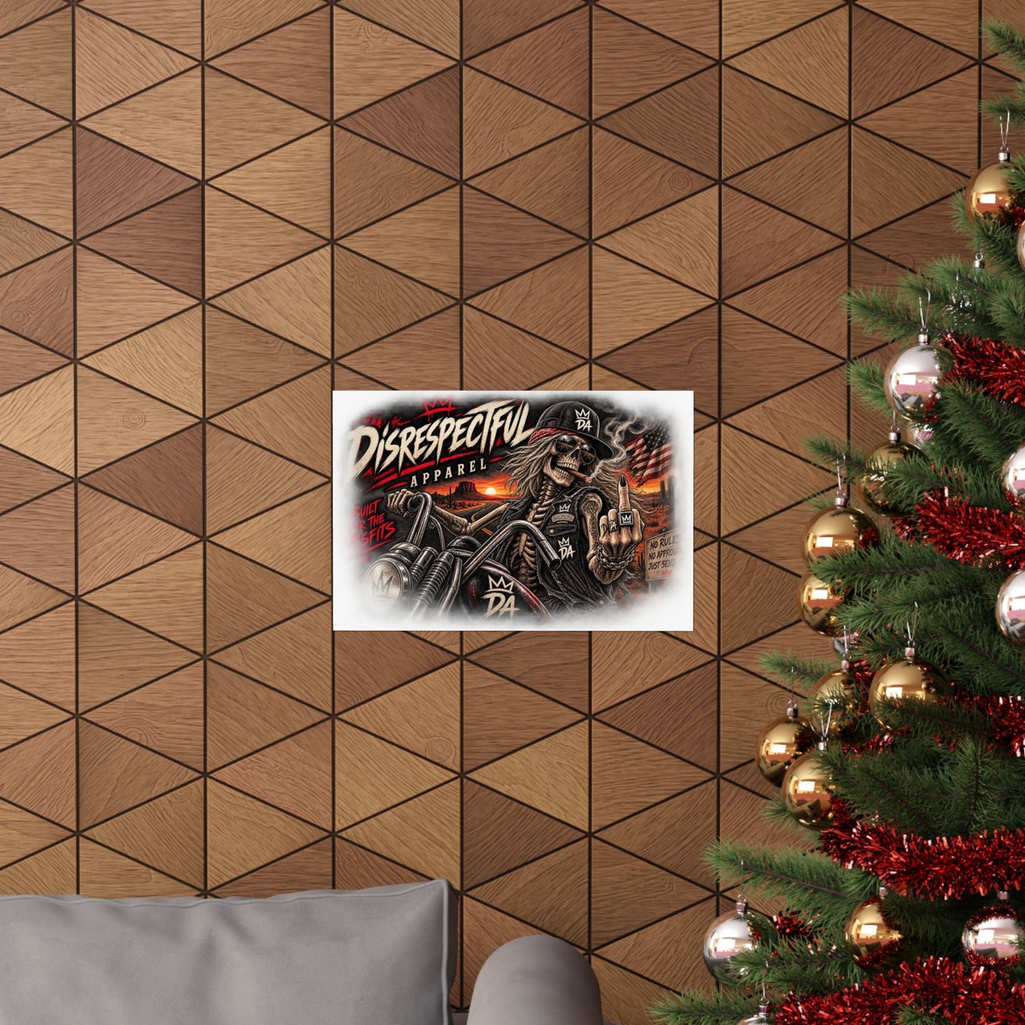 Disrespectful Biker Skull — Horizontal Matte Poster