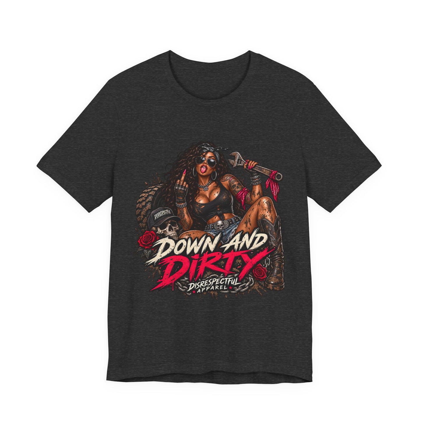 Down and Dirty — Mechanic Pin-Up Graphic Tee
