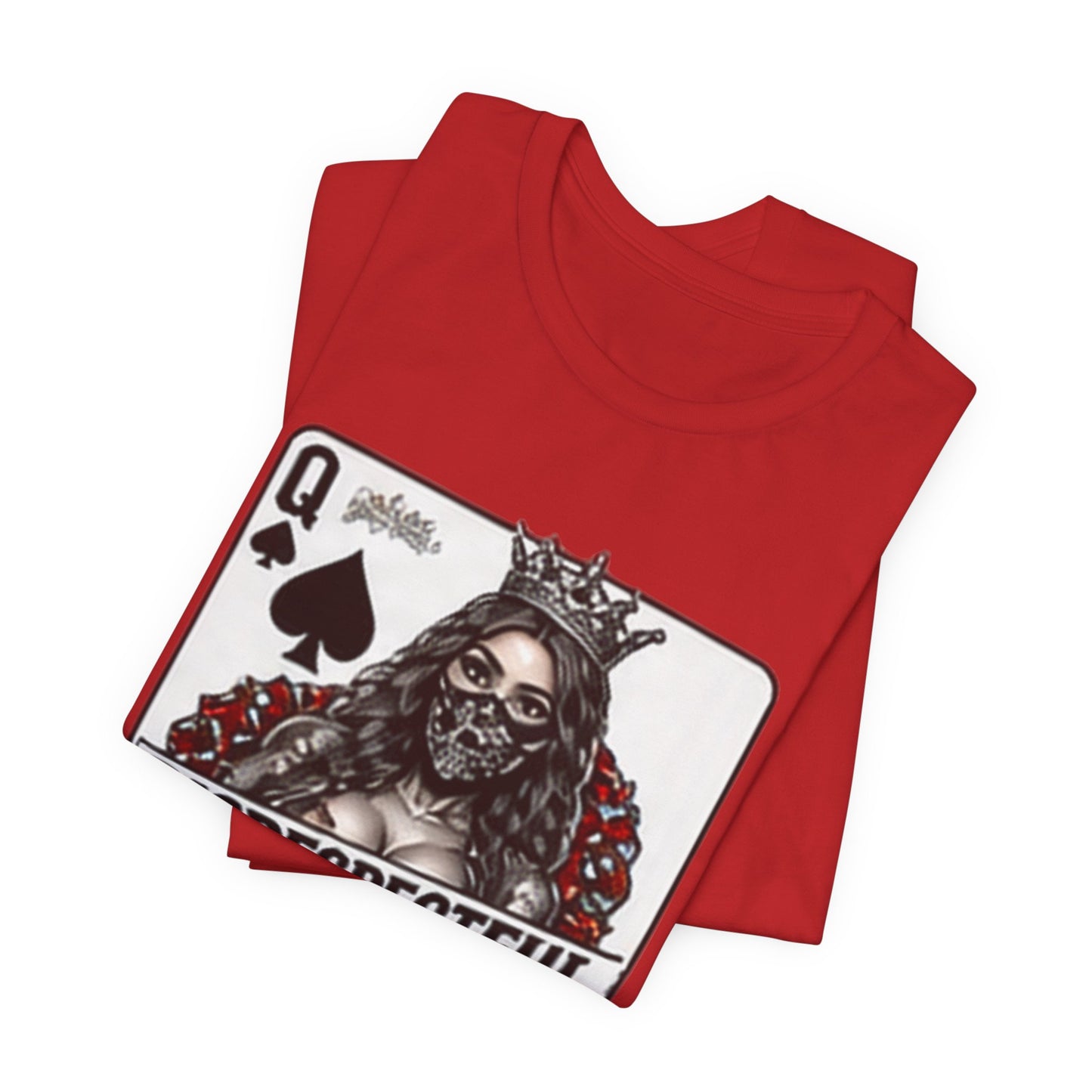 Queen of Spades 'Disrespectful' Graphic Tee — Playing Card Skull Design