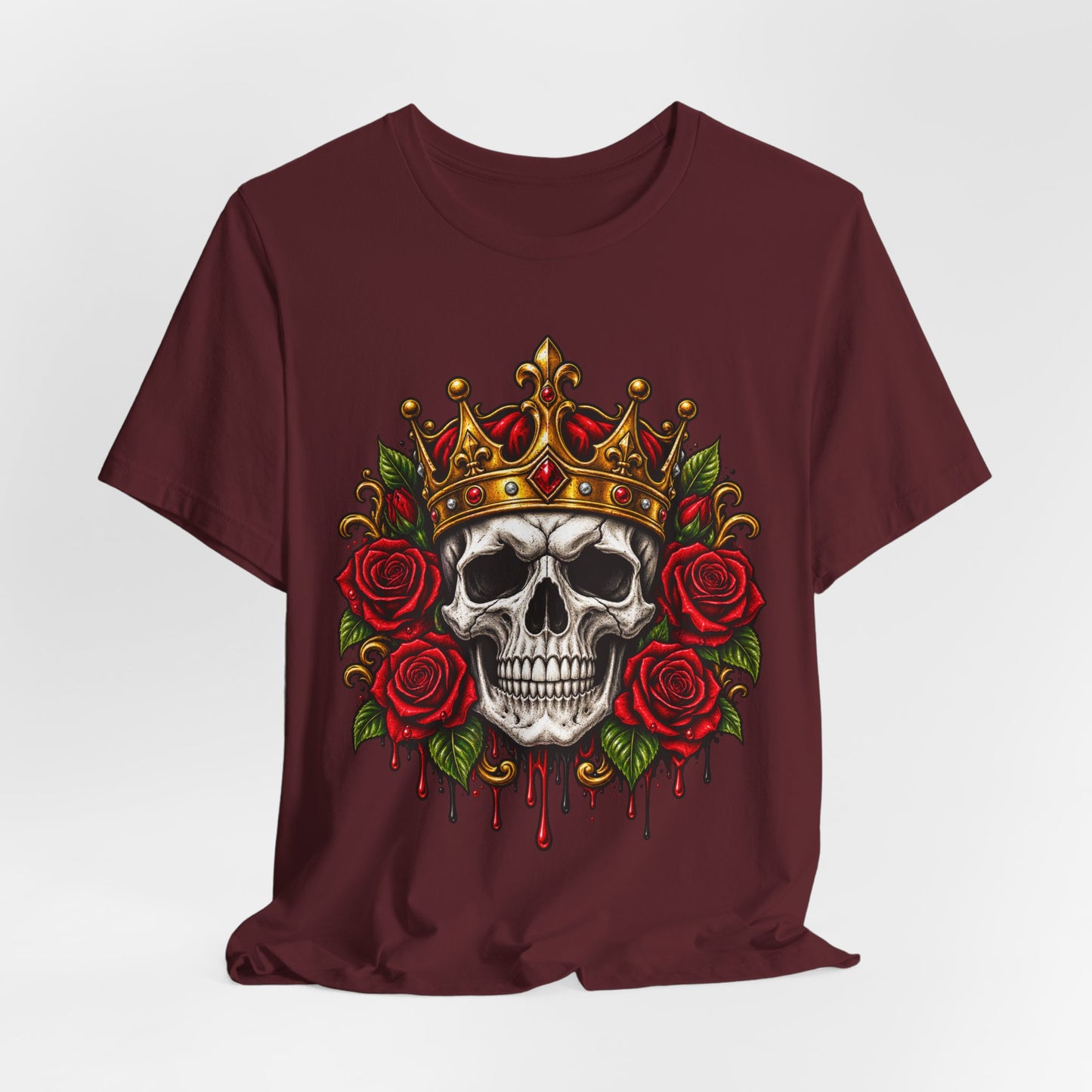 Skull King Tee — Crowned Skull with Roses Graphic Tee