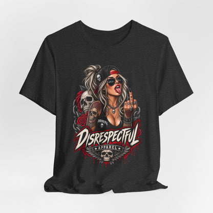 Defiant Pin-Up Skull — Disrespectful Graphic Tee
