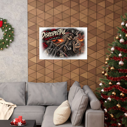 Disrespectful Biker Skull — Horizontal Matte Poster