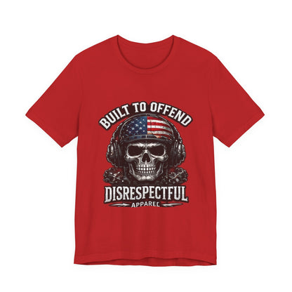 Built to Offend Skull Tee — Patriotic Military Helmet Graphic Tee