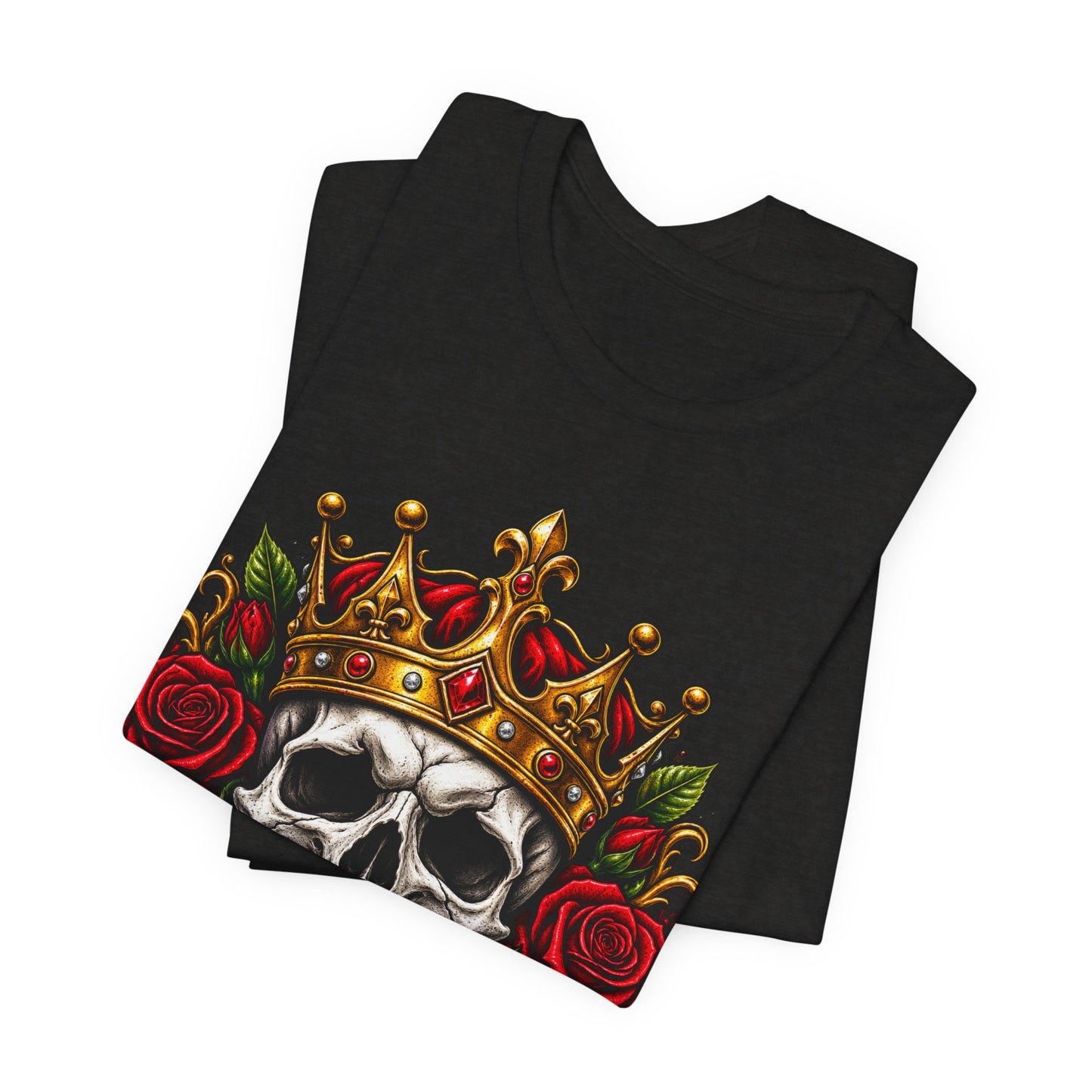 Skull King Tee — Crowned Skull with Roses Graphic Tee
