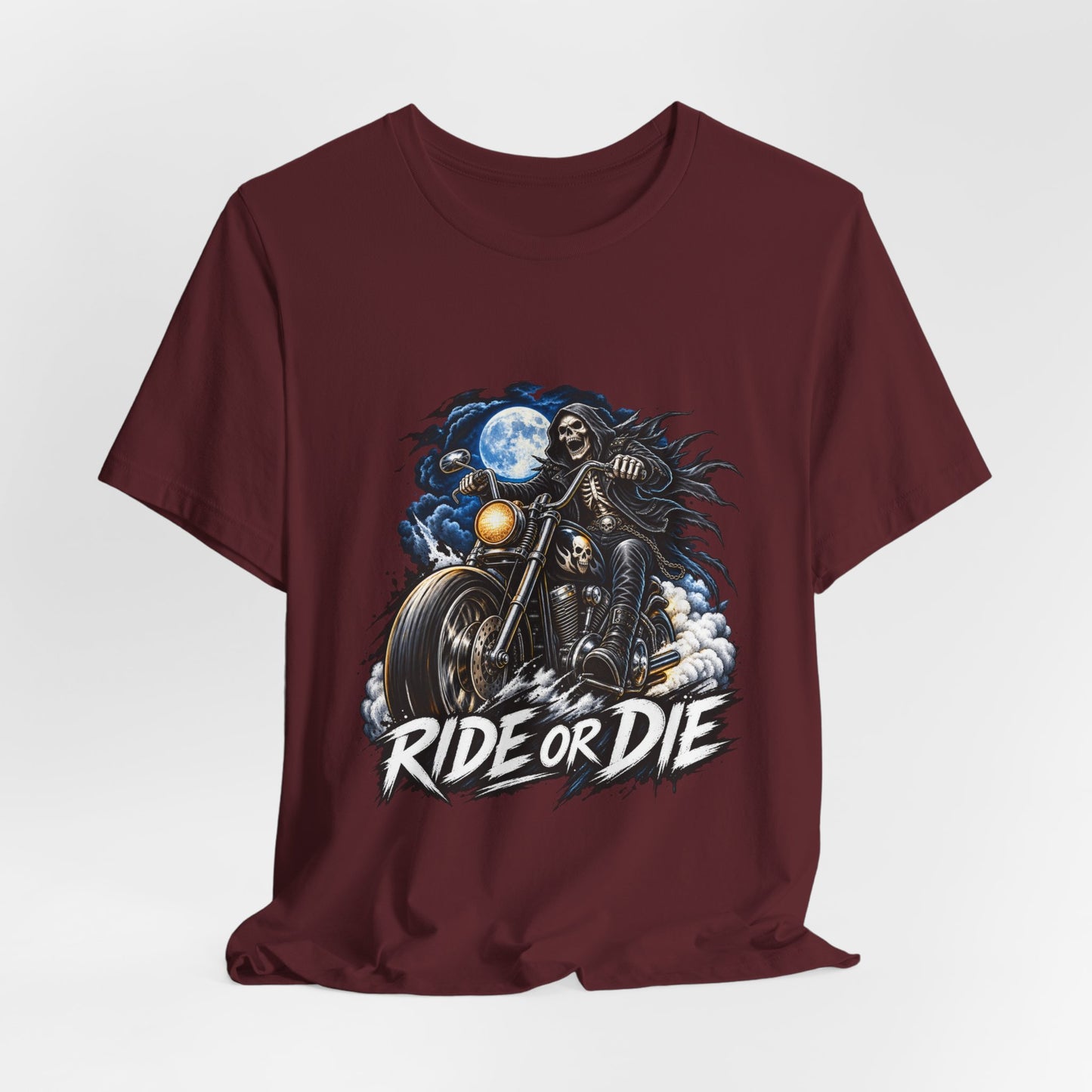 Ride or Die Motorcycle Tee — Biker Skull Rider Graphic Shirt