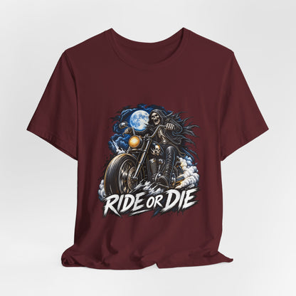 Ride or Die Motorcycle Tee — Biker Skull Rider Graphic Shirt