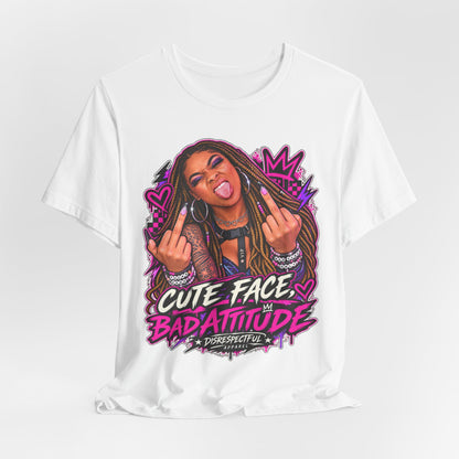 Cute Face, Bad Attitude — Neon Punk Graphic Tee