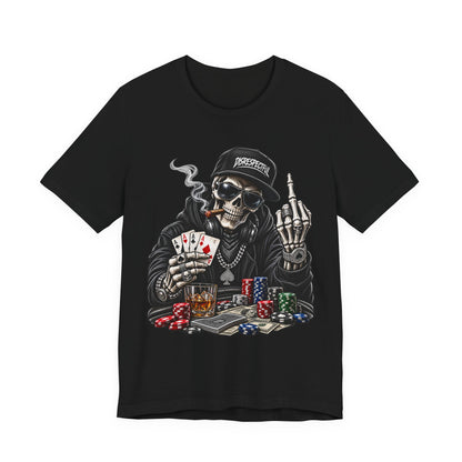 Skull Poker Tee — Skeleton Gambler Graphic Tee