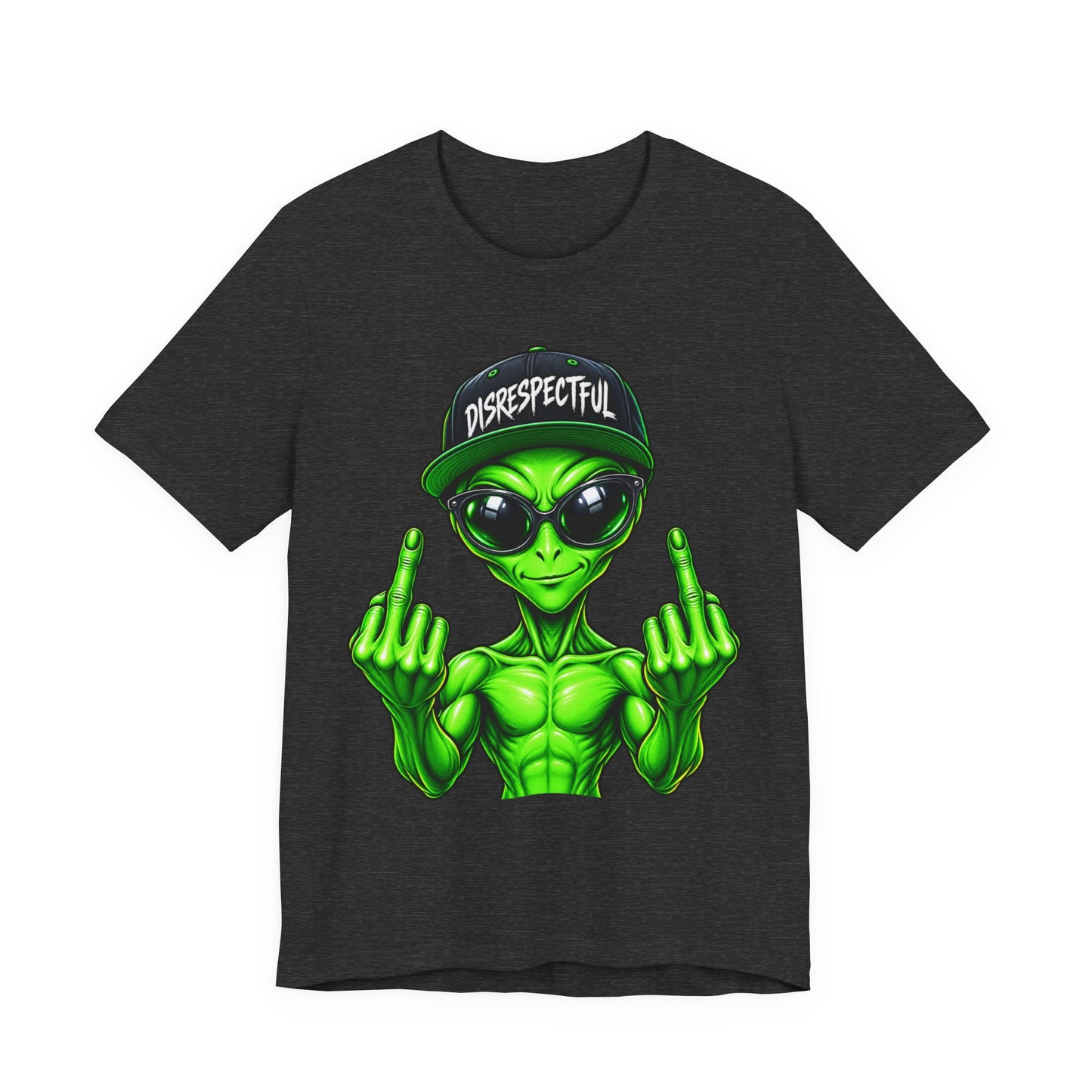 Alien Graphic Tee "Disrespectful" — Middle Finger Cartoon Alien Shirt