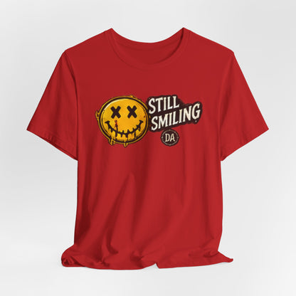 Still Smiling Tee — Grunge Smiley Graphic Tee