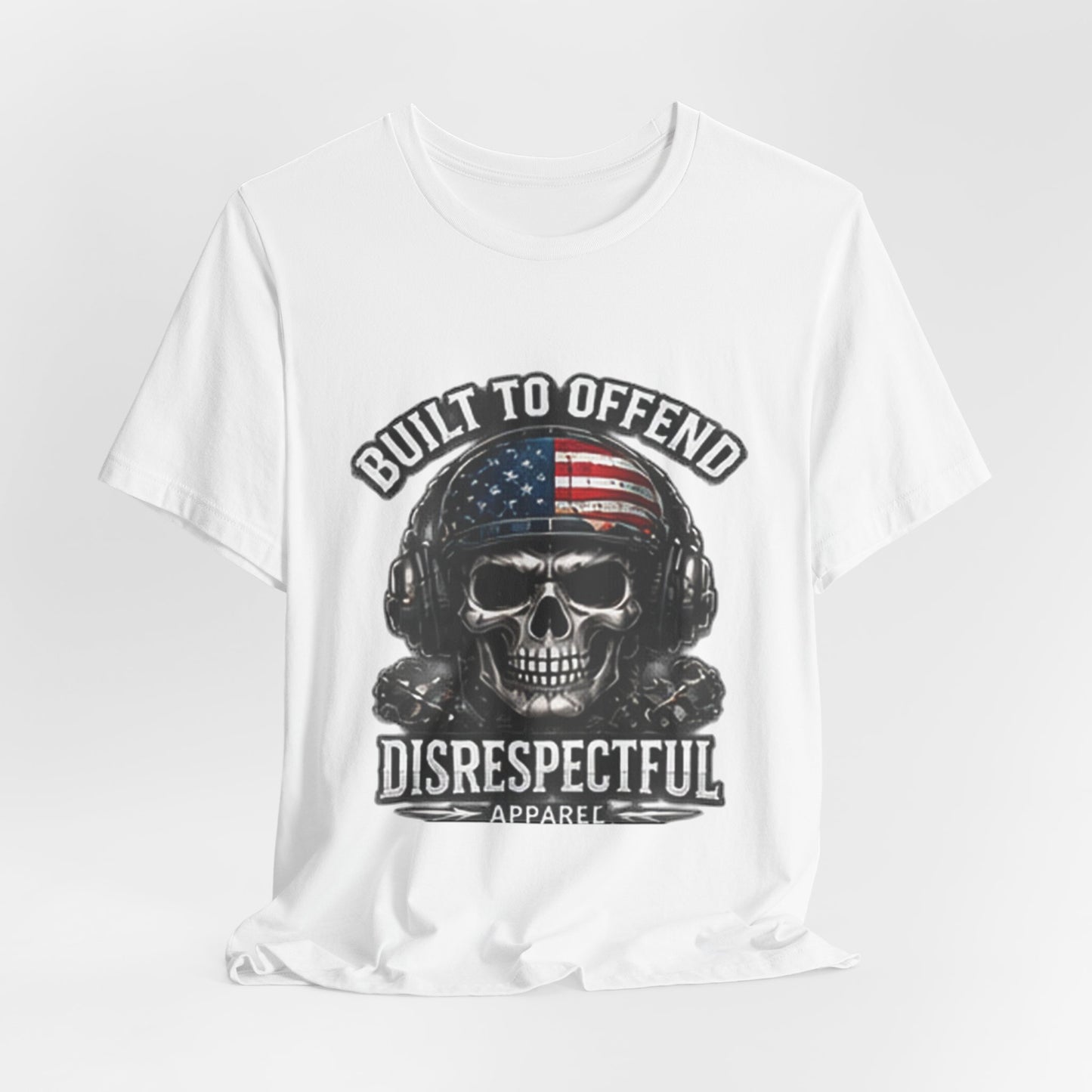 Built to Offend Skull Tee — Patriotic Military Helmet Graphic Tee