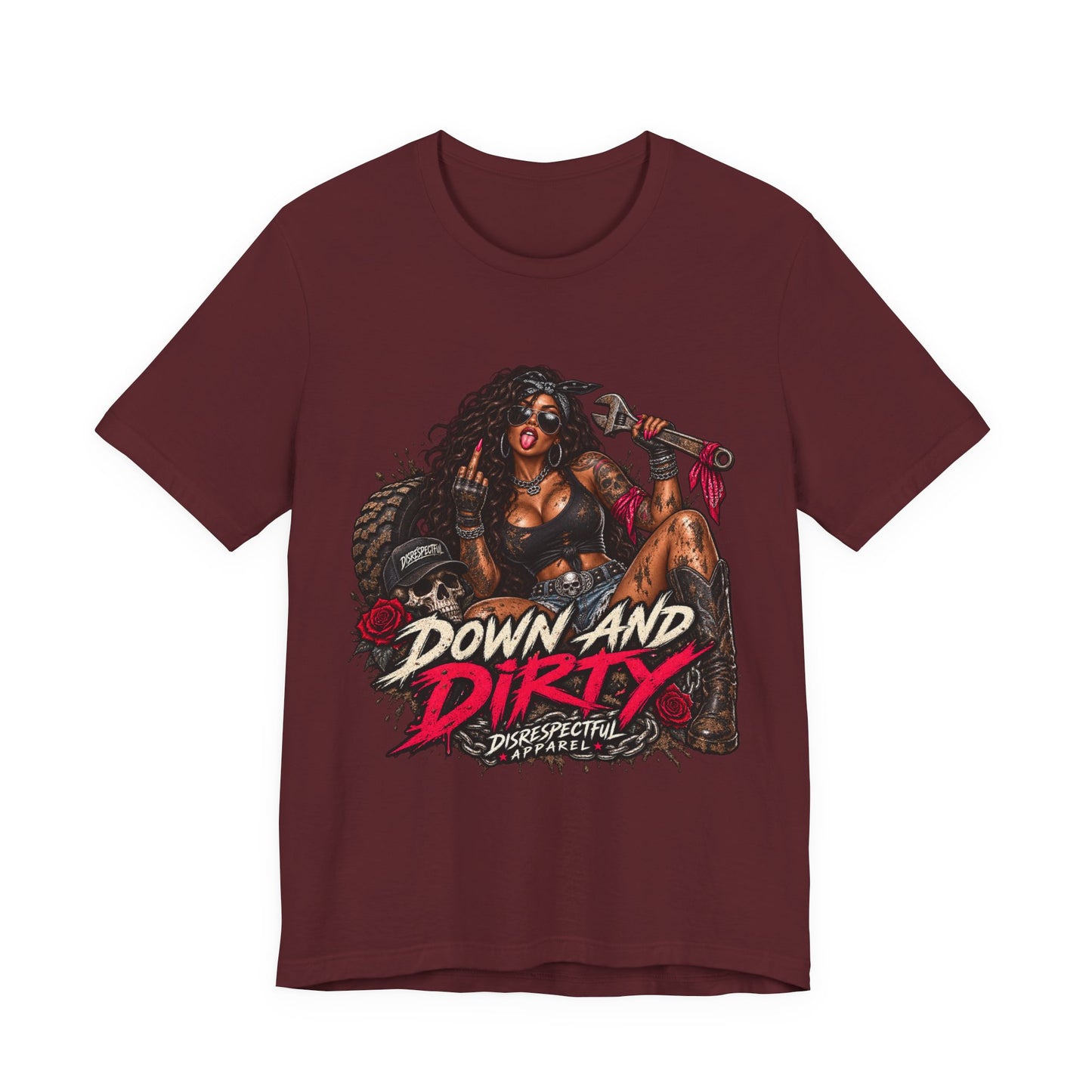Down and Dirty — Mechanic Pin-Up Graphic Tee
