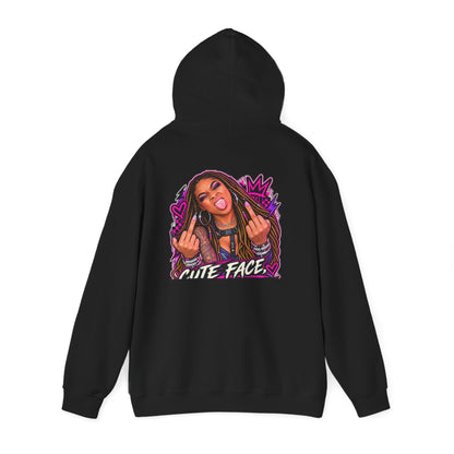 Cute Face, Bad Attitude — Back-Print Graphic Hoodie