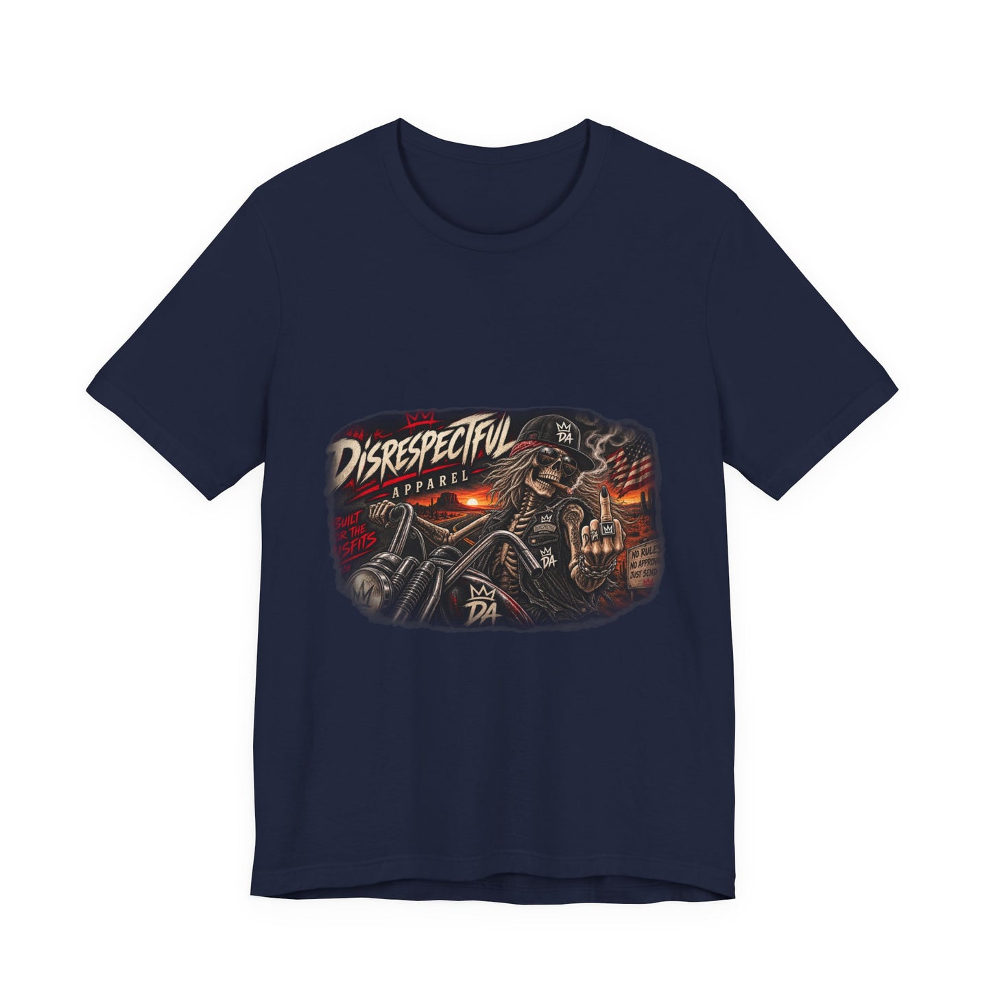Disrespectful Streetwear Tee — Vintage Biker Skull Graphic T-Shirt