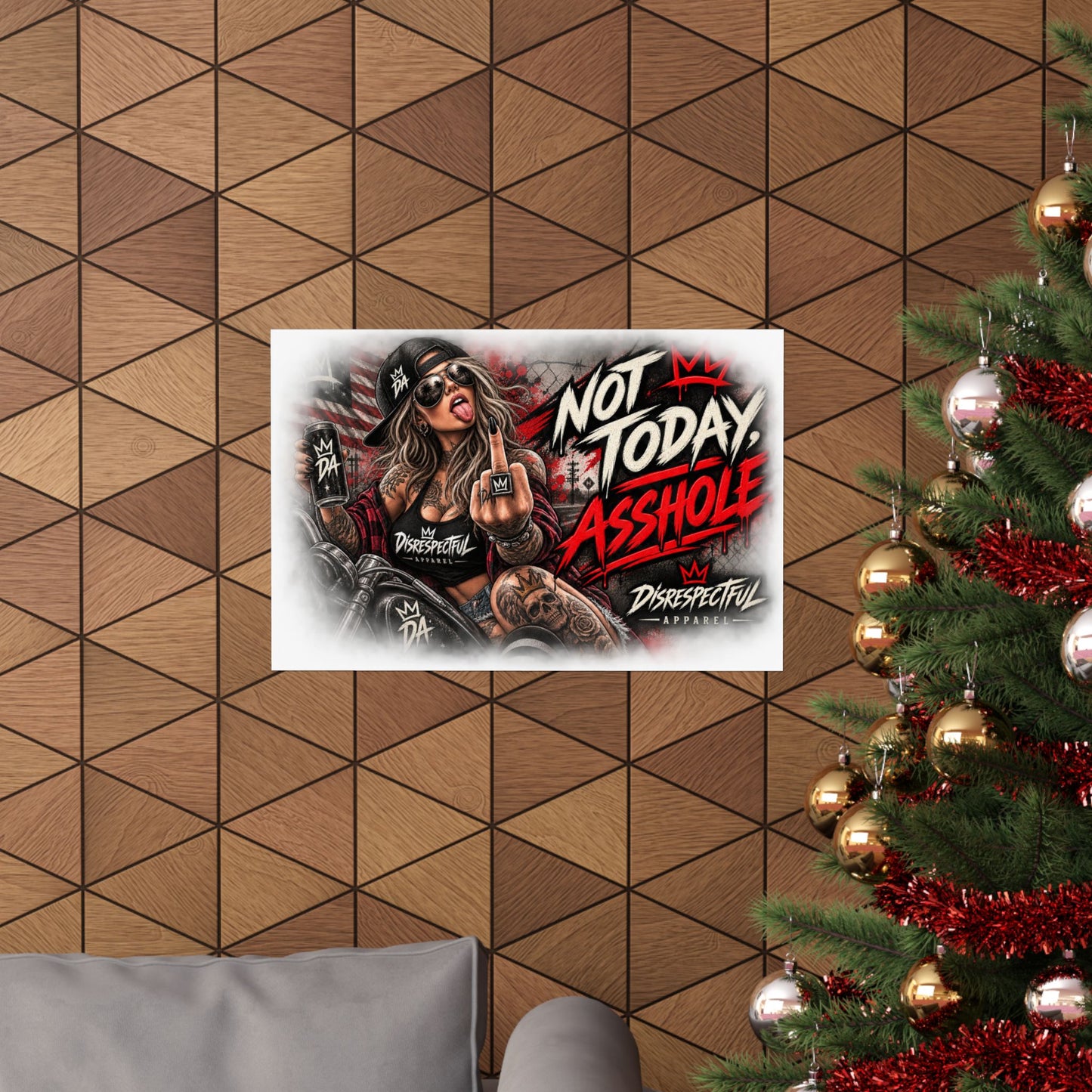 Not Today, Asshole — Biker Girl Horizontal Matte Poster