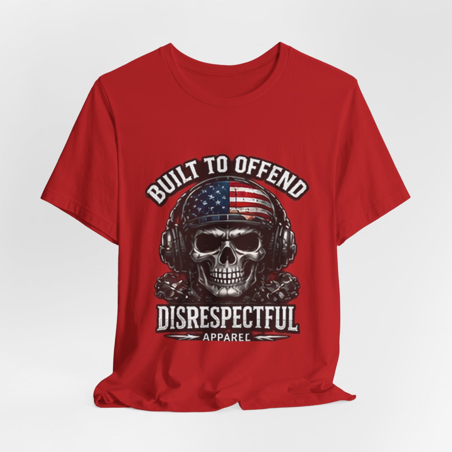 Built to Offend Skull Tee — Patriotic Military Helmet Graphic Tee