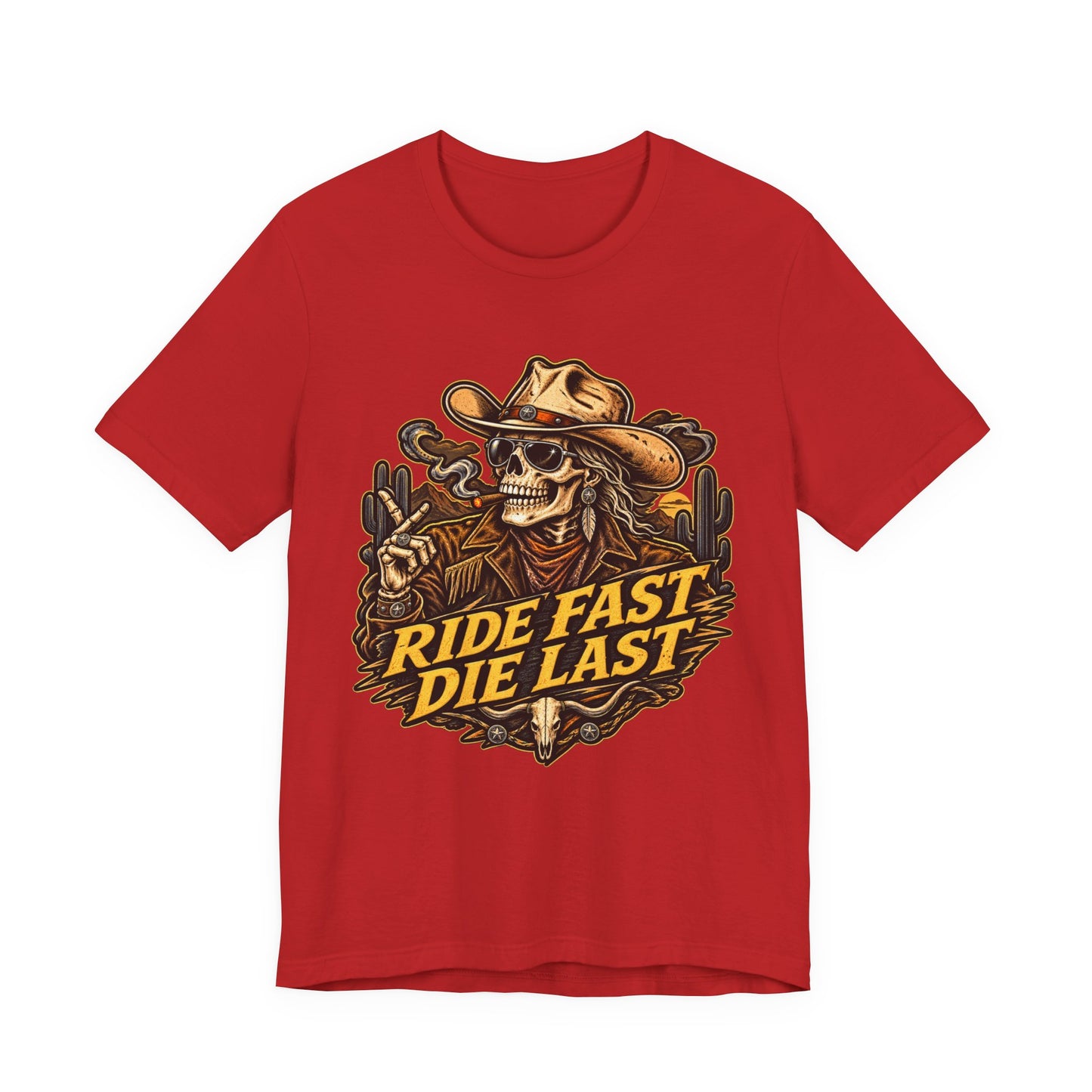 Ride Fast Die Last Motorcycle Tee - Skull Biker Graphic Tee