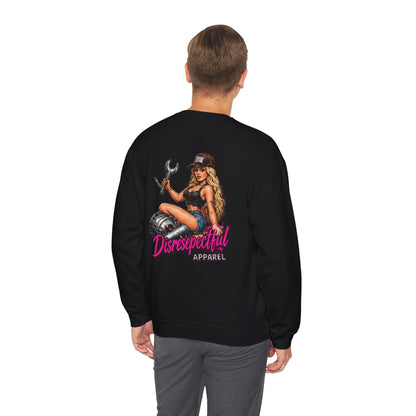 Pin-Up Mechanic — Back-Print Graphic Crewneck