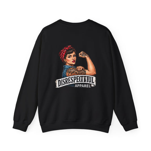 Rosie the Riveter — Disrespectful — Back-Print Graphic Crewneck
