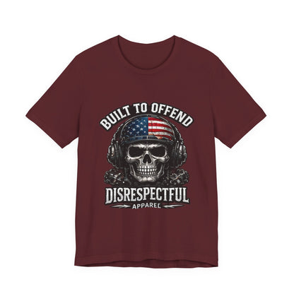 Built to Offend Skull Tee — Patriotic Military Helmet Graphic Tee
