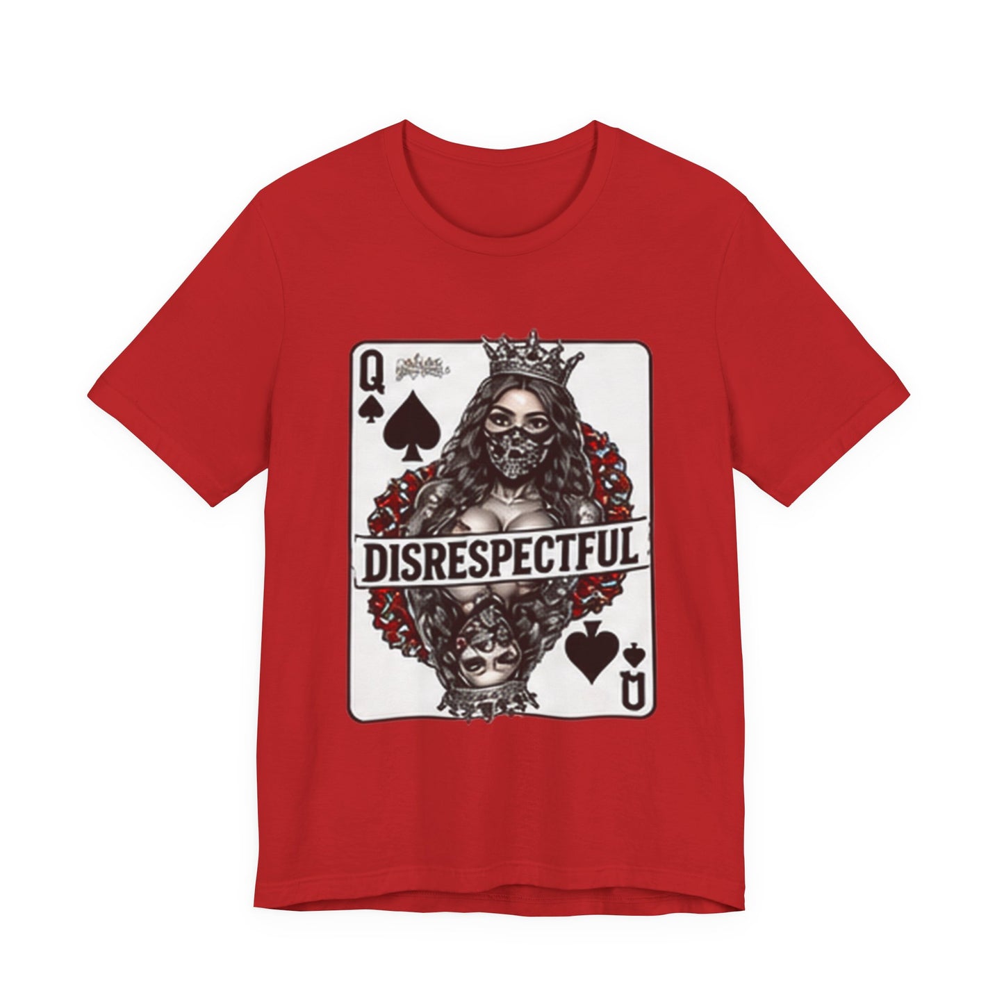 Queen of Spades 'Disrespectful' Graphic Tee — Playing Card Skull Design