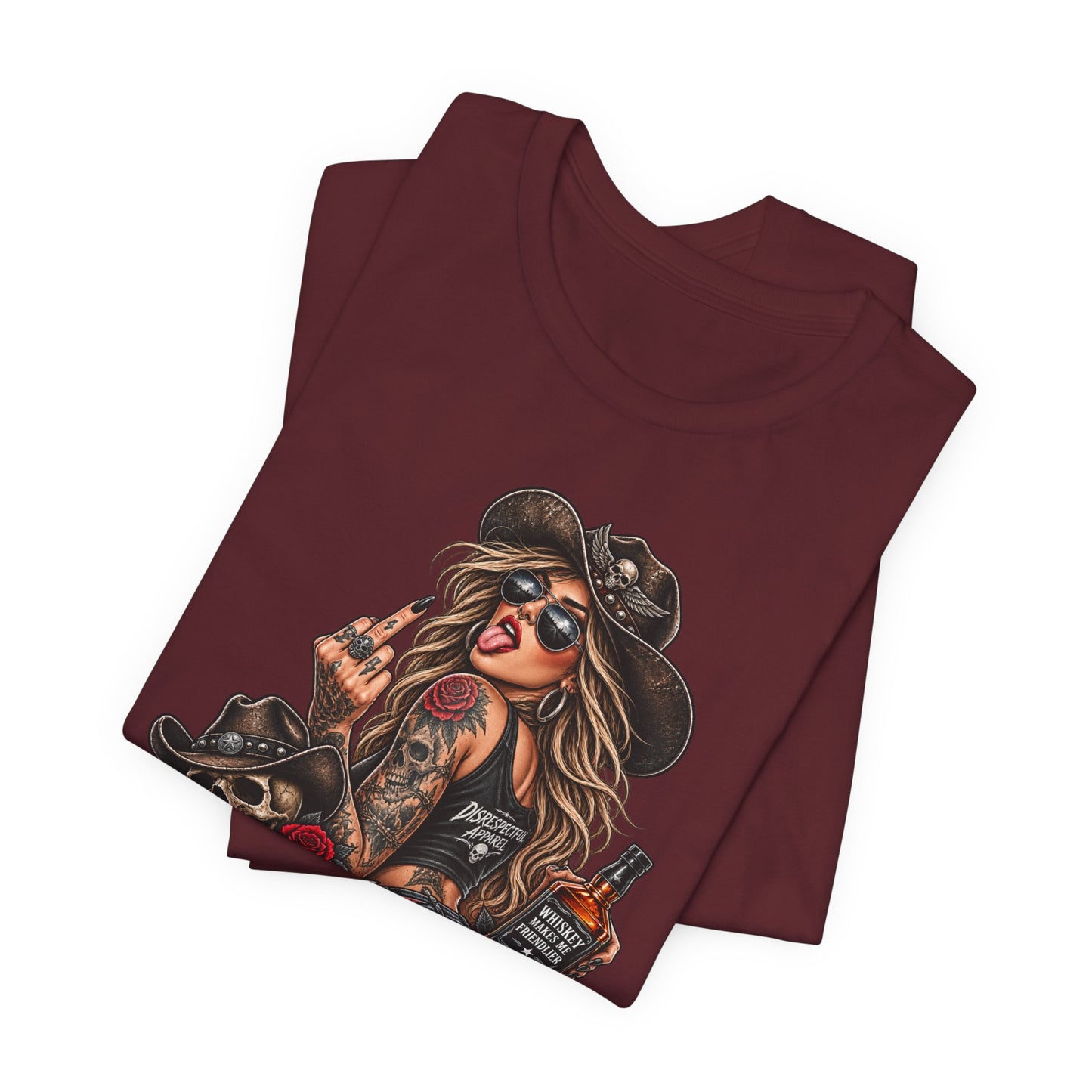 Whiskey Makes Me Friendlier Graphic Tee — Vintage Cowgirl Whiskey Shirt