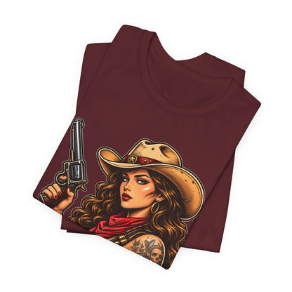 Cowgirl Graphic Tee - "I'm Your Huckleberry" Retro Western Tee