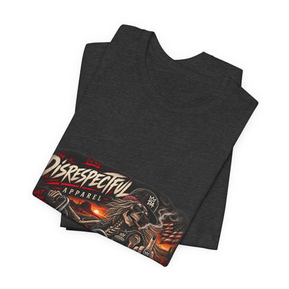 Disrespectful Streetwear Tee — Vintage Biker Skull Graphic T-Shirt