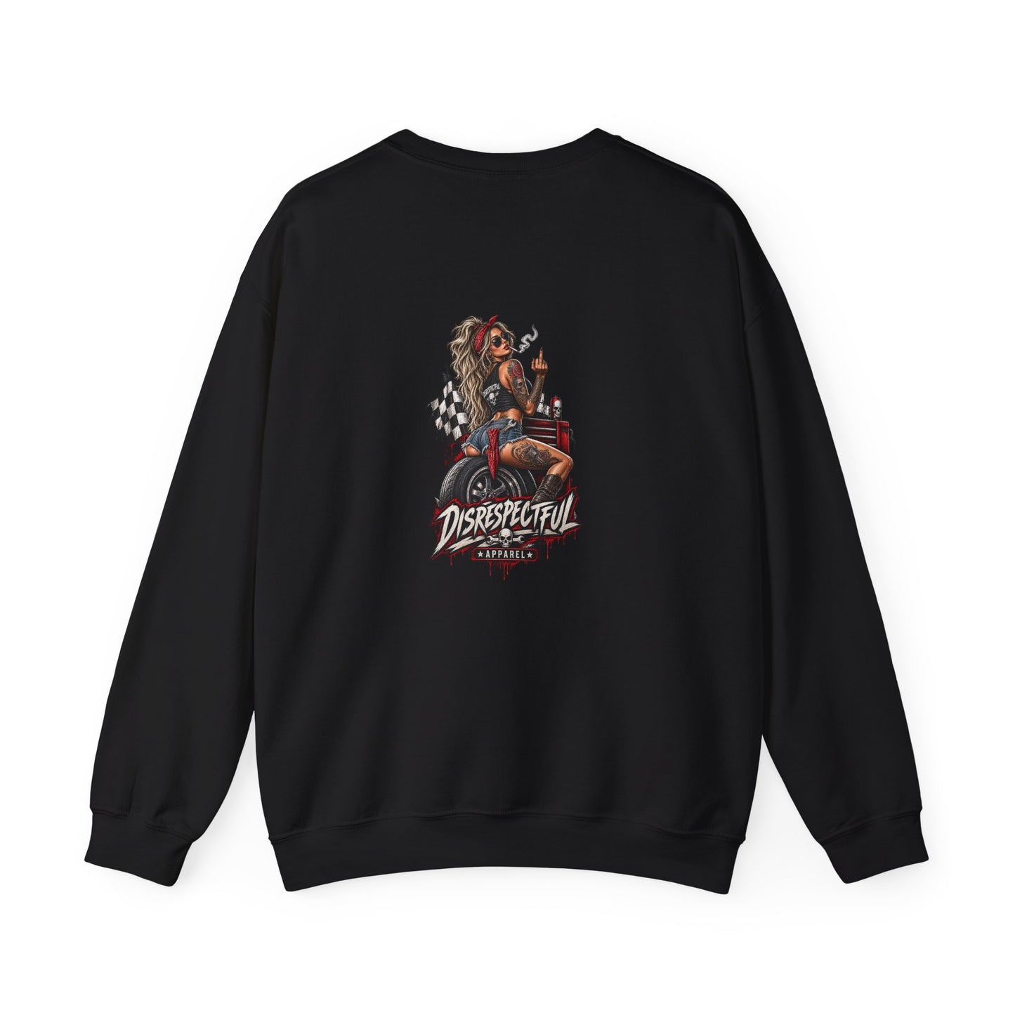 Disrespectful Biker Girl — Back-Print Graphic Crewneck