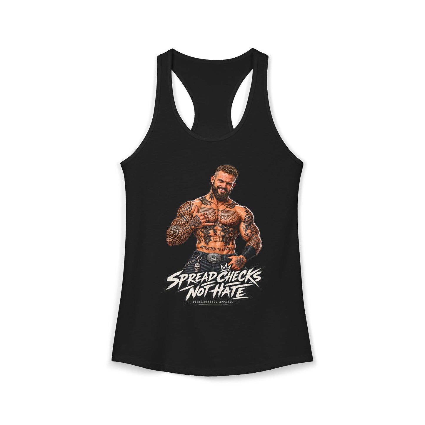 Spread Cheeks Not Hate — Tattooed Biker Women's Racerback Tank