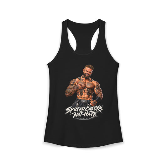 Spread Cheeks Not Hate — Tattooed Biker Women's Racerback Tank