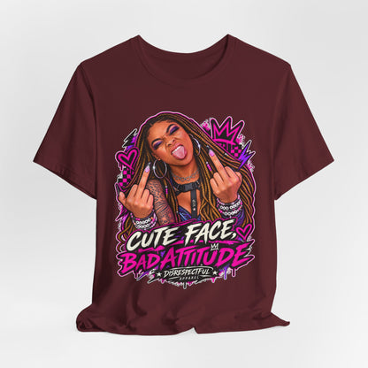 Cute Face, Bad Attitude — Neon Punk Graphic Tee