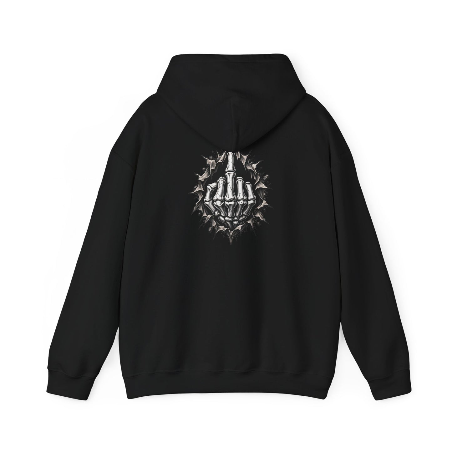 Skull Middle Finger — Back-Print Graphic Hoodie